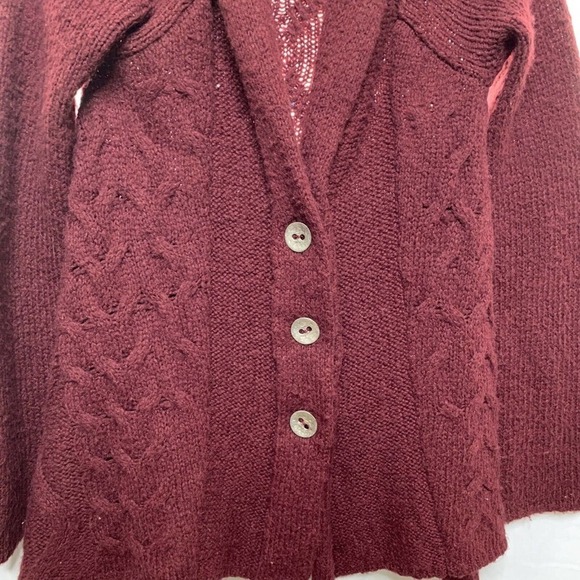 Free People Cowl Neck Cable Knit Button Up Sweater‎ - Picture 6 of 7